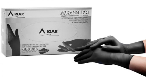 Рукавички нітрилові IGAR S чорні (6-7) (100 пар)